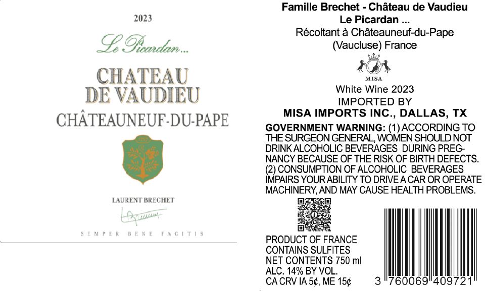 TABC label artwork for CHATEAU DE VAUDIEU - FAMILLE BRECHET LE PICARDAN