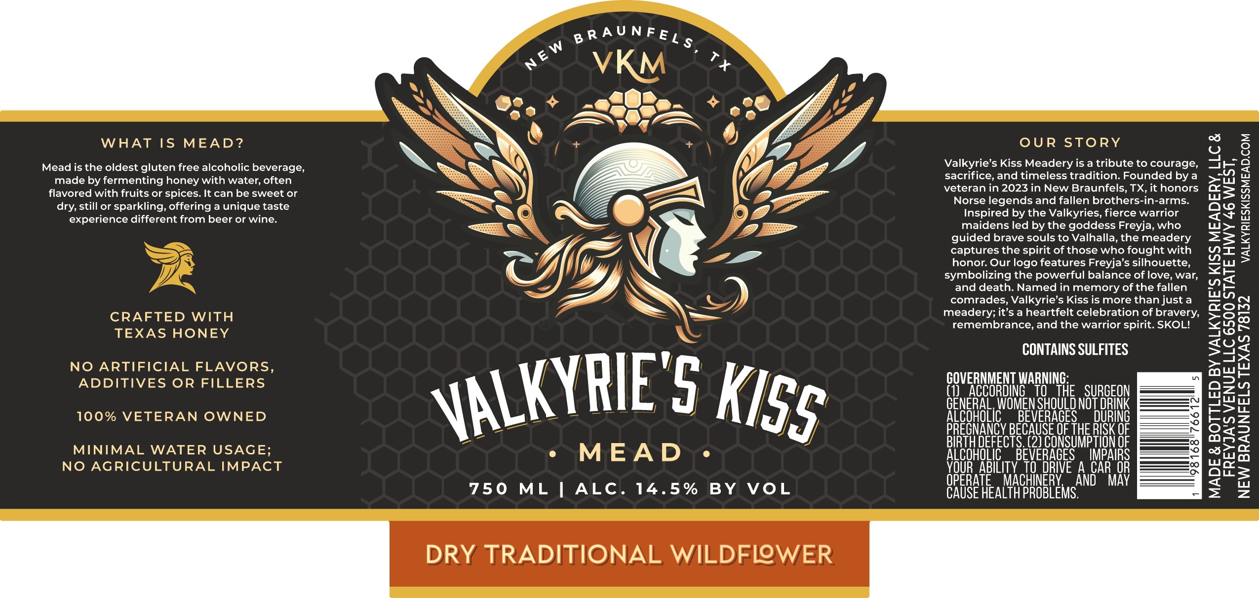 TABC label artwork for VALKYRIE'S KISS DRY TRADITIONAL WILDFLOWER