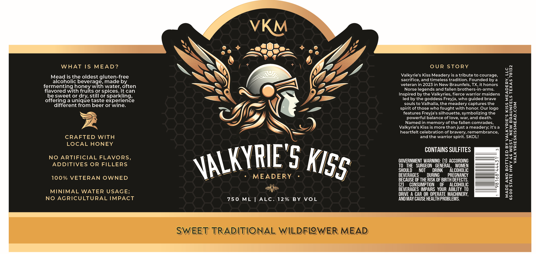 TABC label artwork for VALKYRIE'S KISS MEADERY SWEET TRADITIONAL WILDFLOWER MEAD