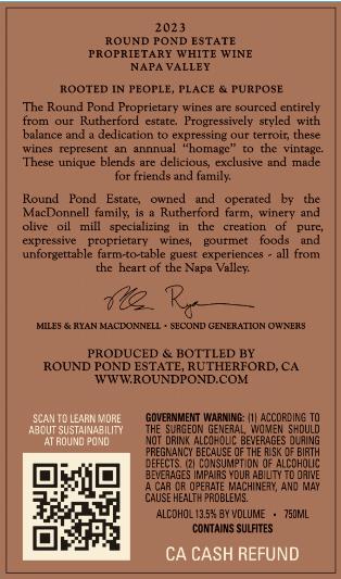 TABC label artwork for Round Pond Estate Proprietary White Wine Rutherford 0093