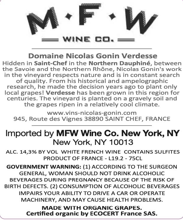 TABC label artwork for NICOLAS GONIN Verdesse