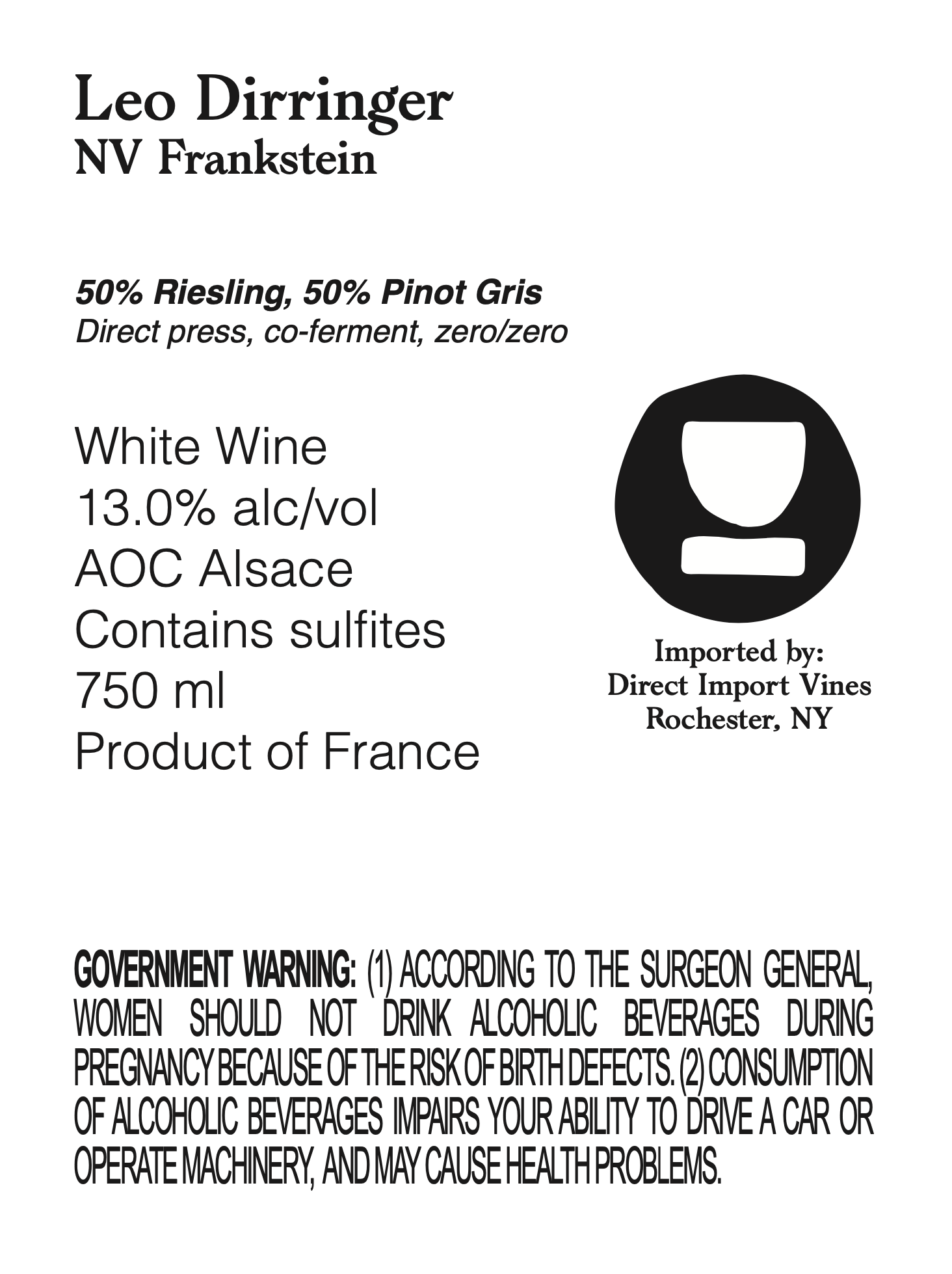 TABC label artwork for Leo Dirringer Frankstein