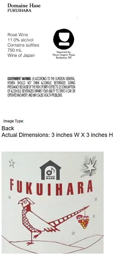 TABC label artwork for Domaine Hase Fukuihara