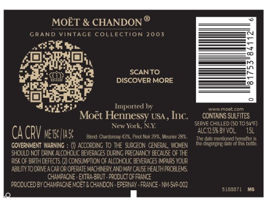 TABC label artwork for Moet & Chandon Grand Vintage Collection 2003