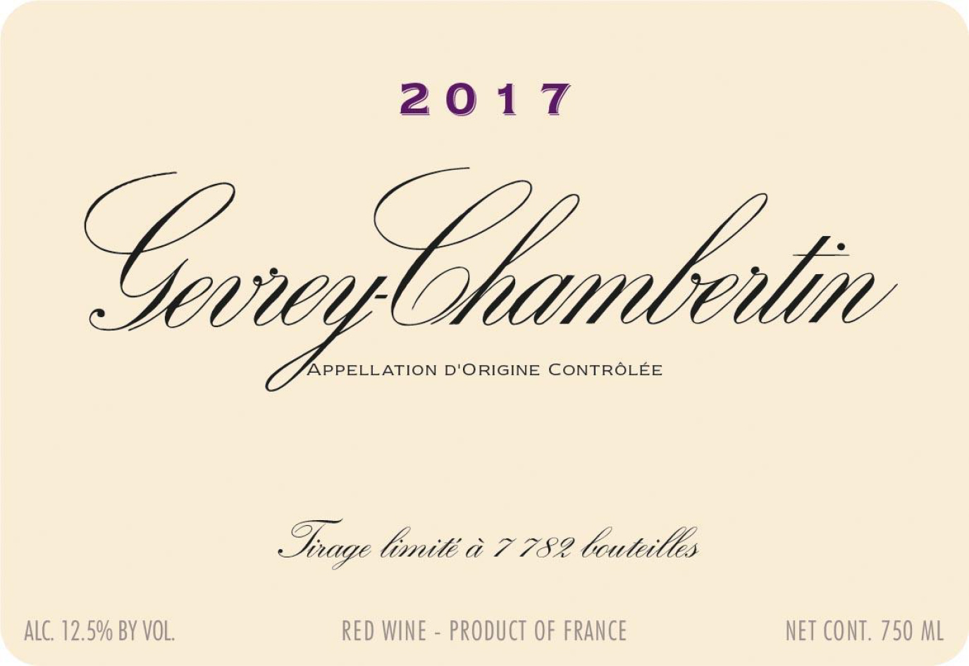 TABC label artwork for Domaine Vougeraie Gevrey Chambertin