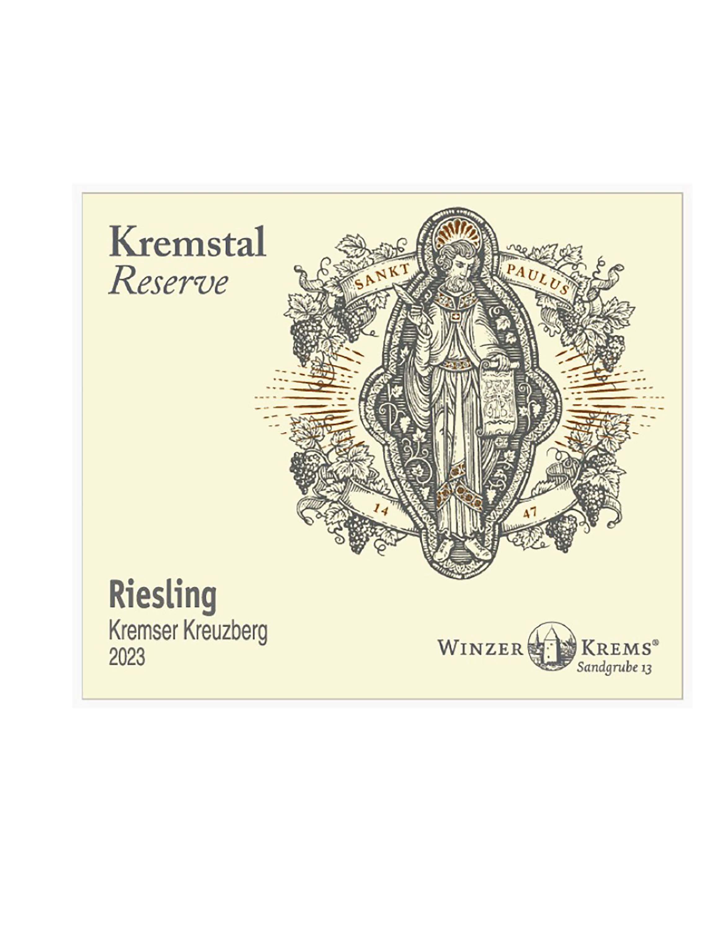 TABC label artwork for Winzer Krems Riesling Kreuzberg Reserve