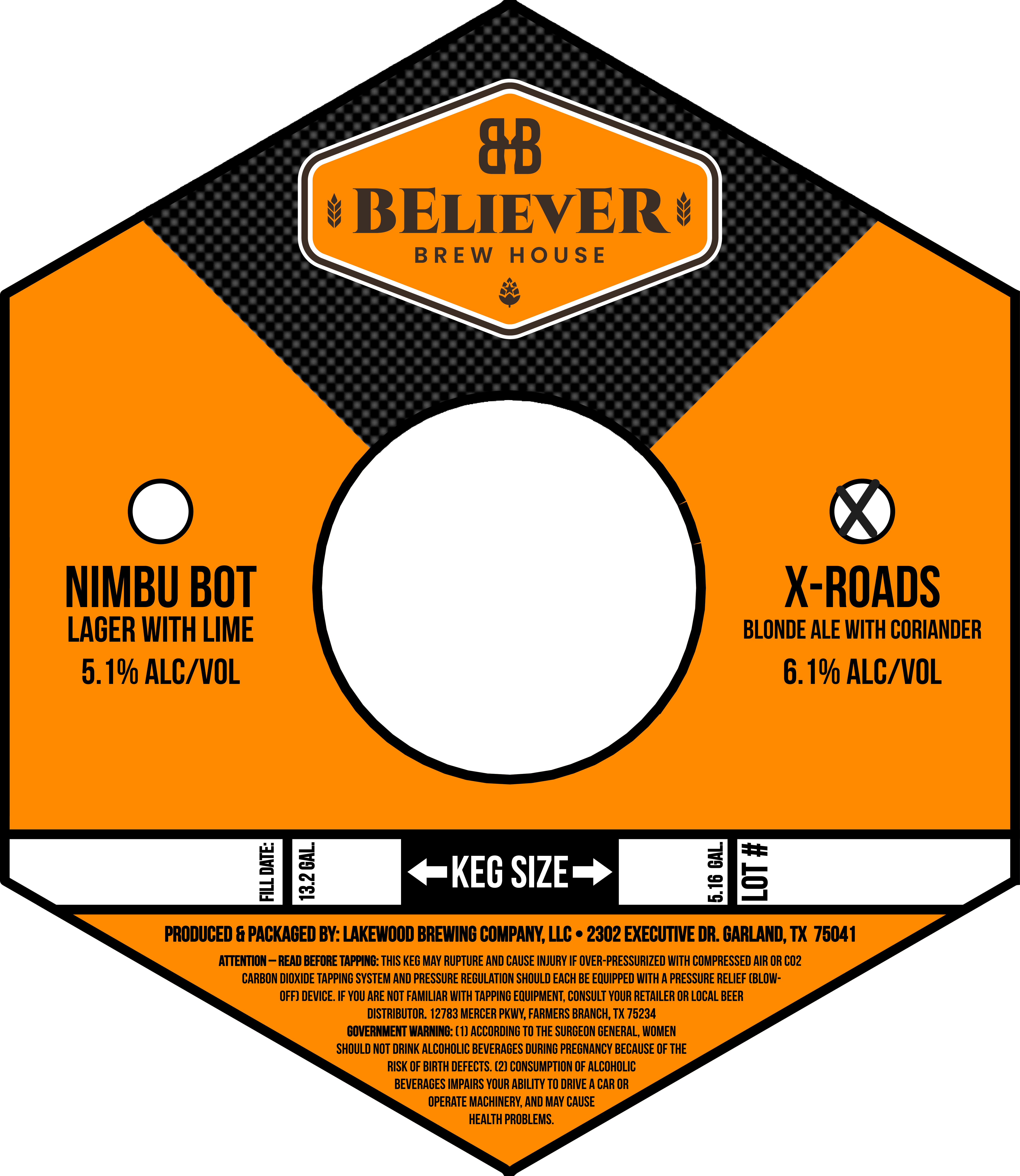 TABC label artwork for BELIEVER BREW HOUSE X-ROADS