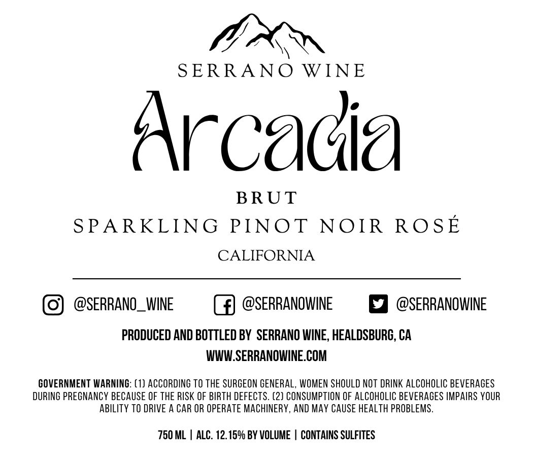 TABC label artwork for Serrano Wine