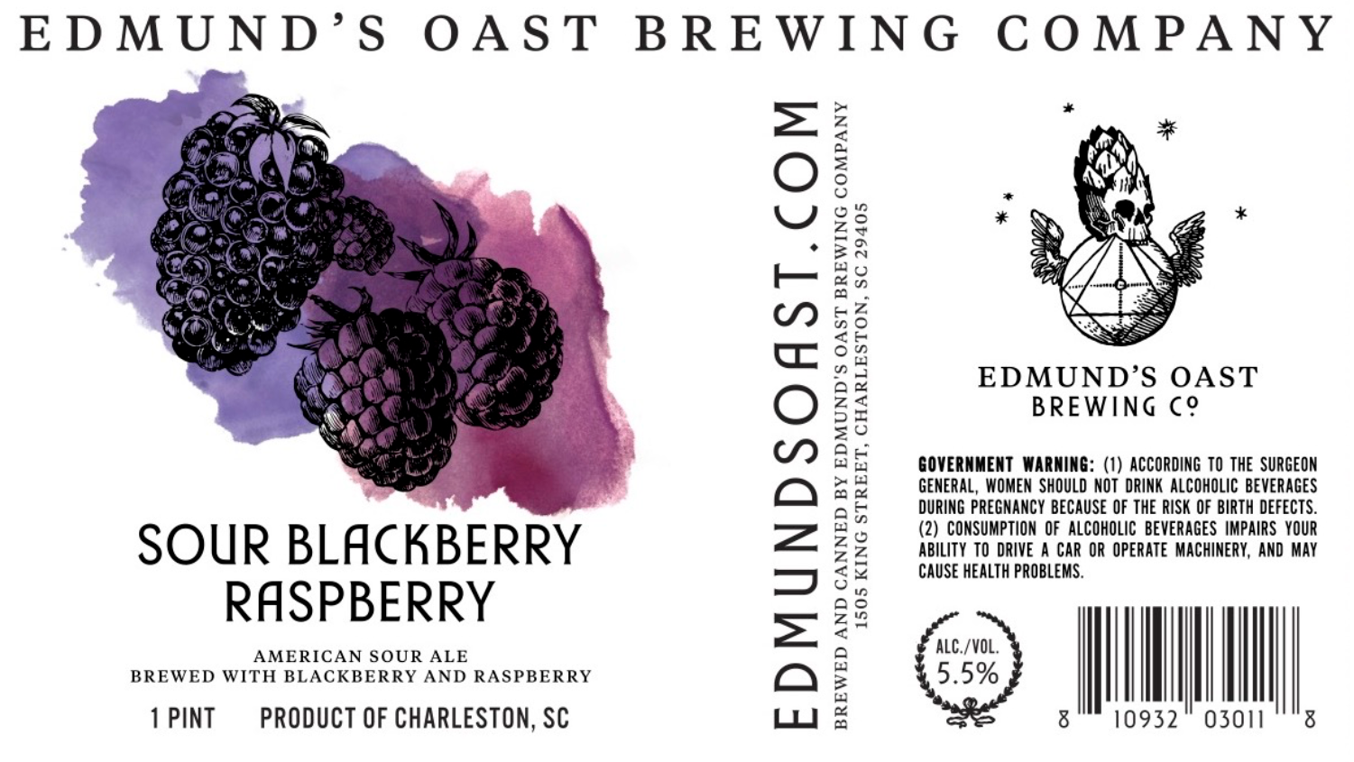TABC label artwork for Edmund's Oast Brewing Co. Sour Blackberry Raspberry