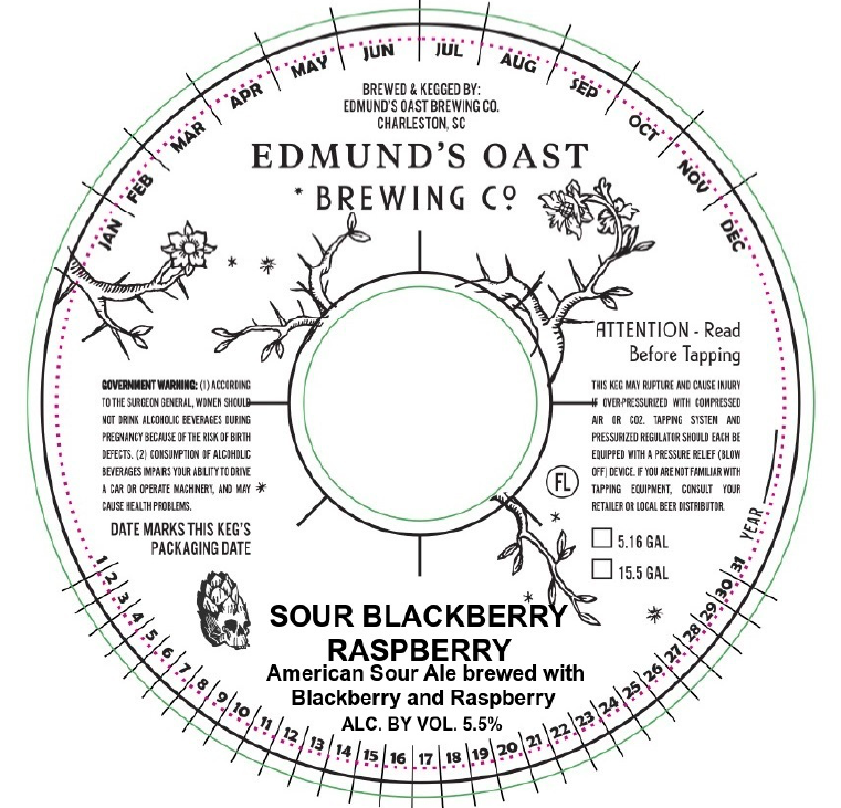 TABC label artwork for Edmund's Oast Brewing Co. Sour Blackberry Raspberry