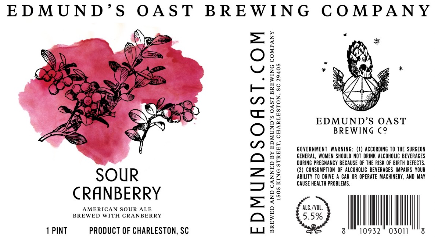 TABC label artwork for Edmund's Oast Brewing Co. Sour Cranberry