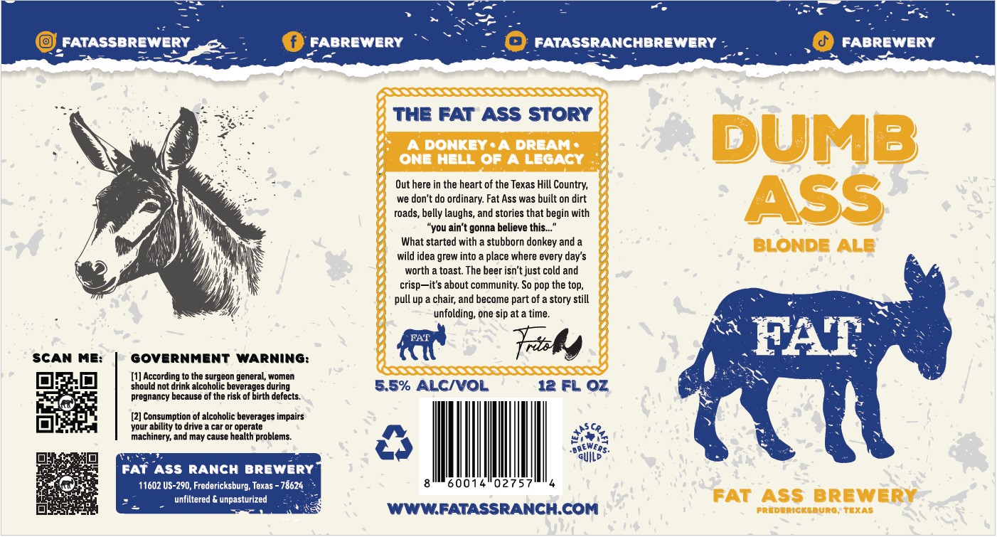 TABC label artwork for DUMB ASS BLONDE