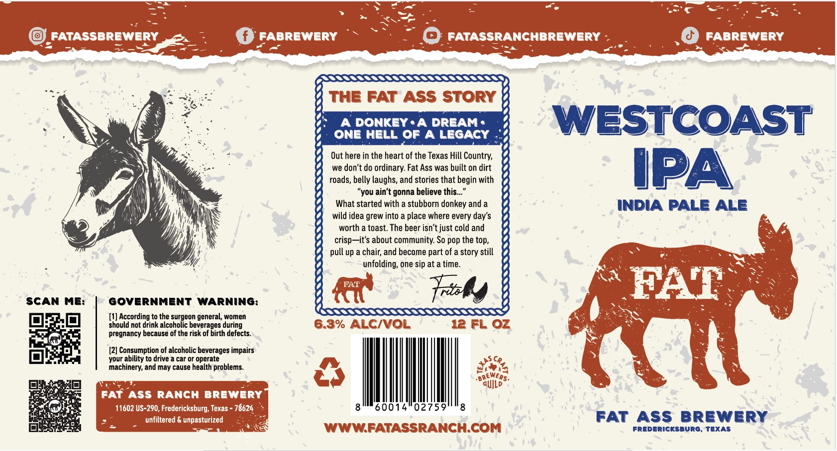 TABC label artwork for WESTCOAST IPA