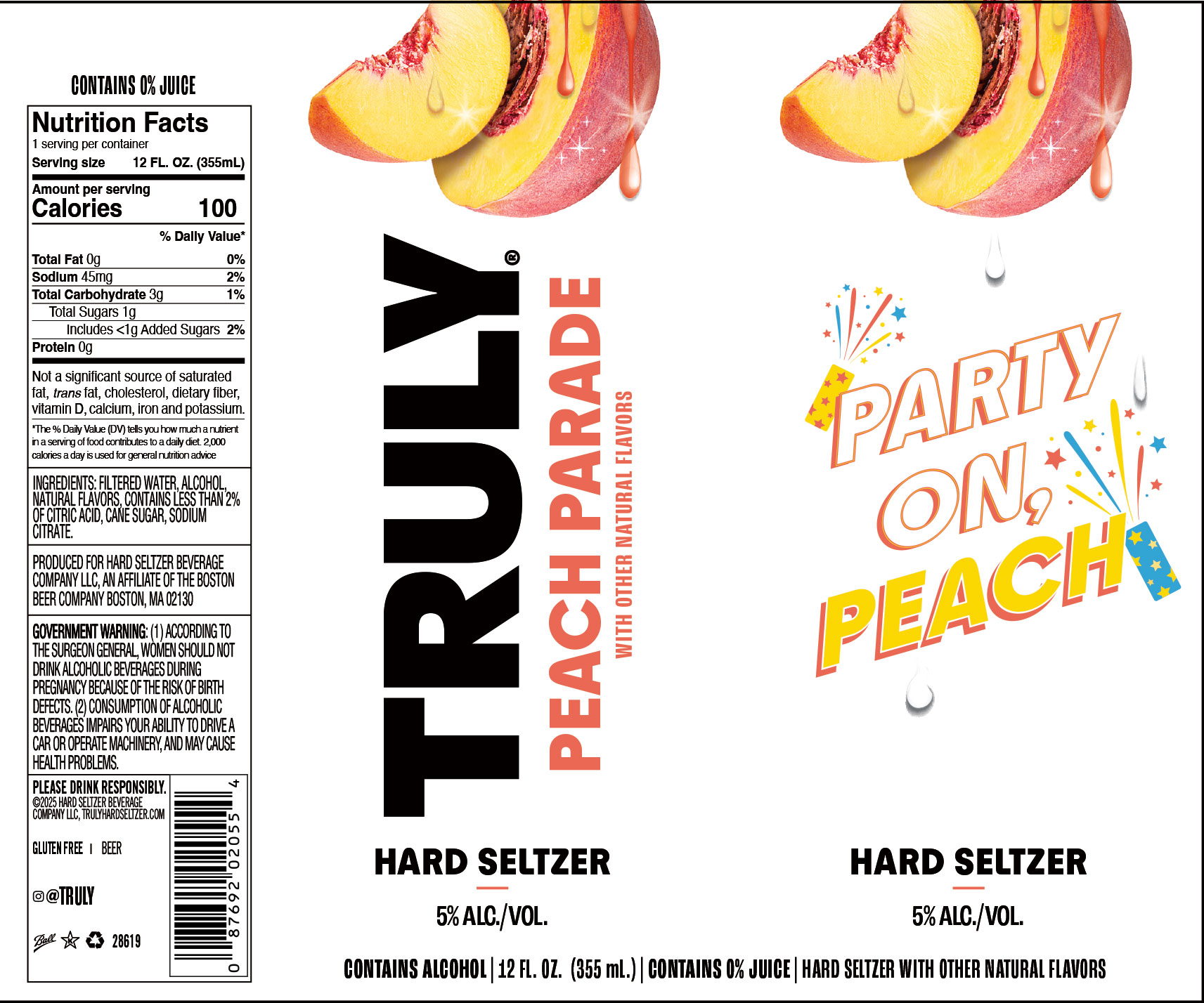 TABC label artwork for Truly Hard Seltzer Peach Parade