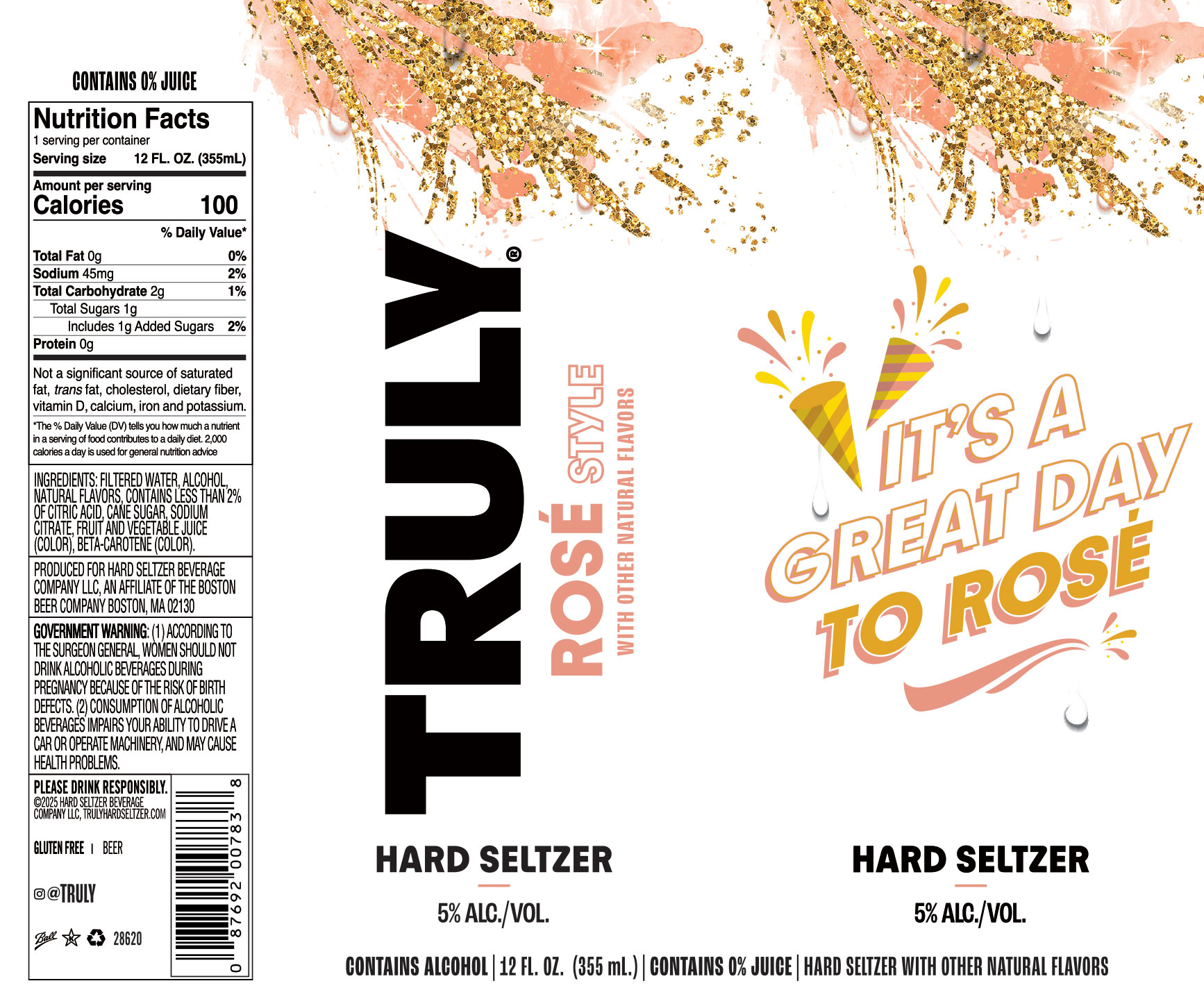 TABC label artwork for Truly Hard Seltzer Rose Style
