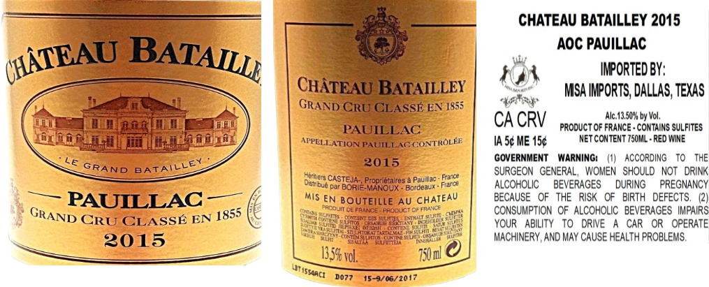TABC label artwork for CHATEAU BATAILLEY PAUILLAC