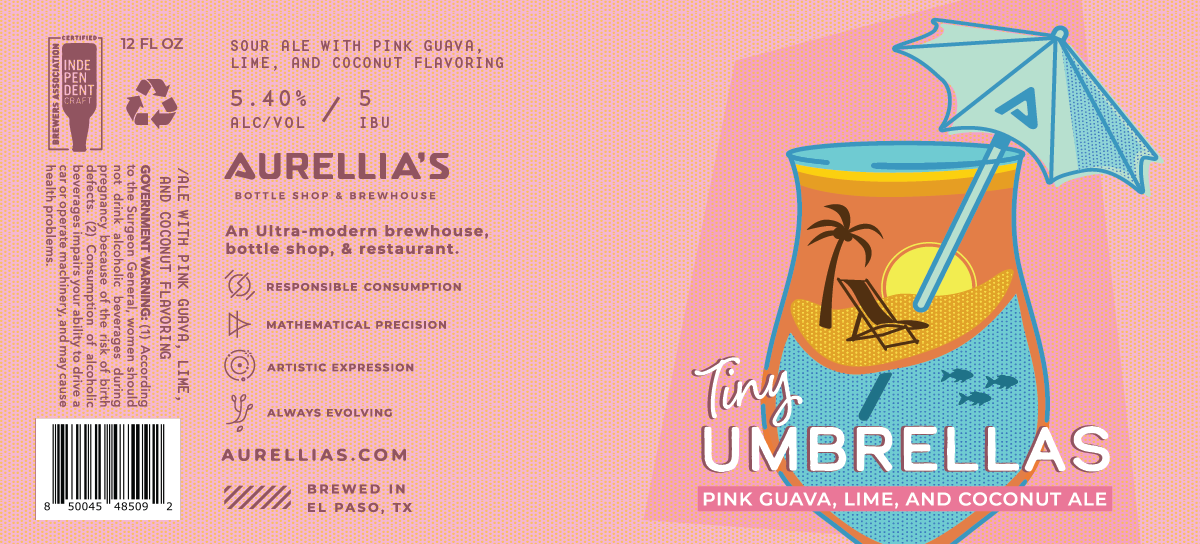 TABC label artwork for Tiny Umbrellas