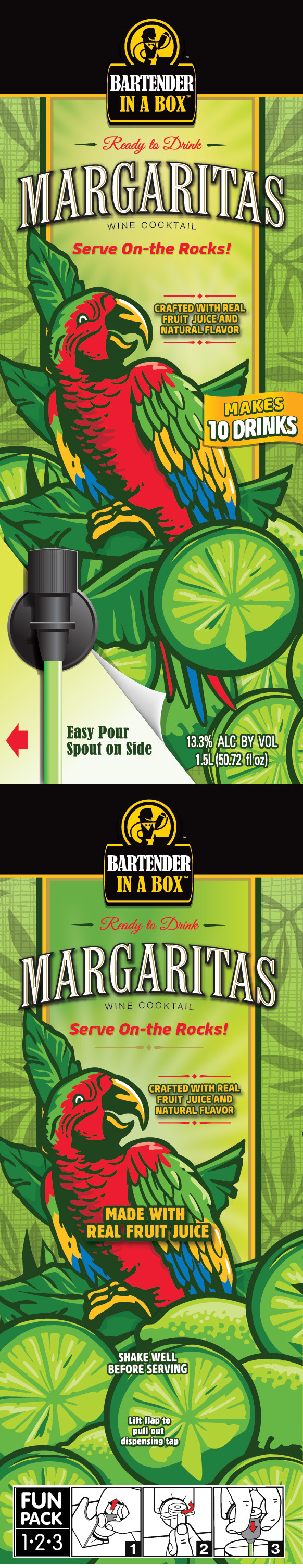 TABC label artwork for Bartender In A Box Margaritas Wine Cocktail Serve On The Rocks