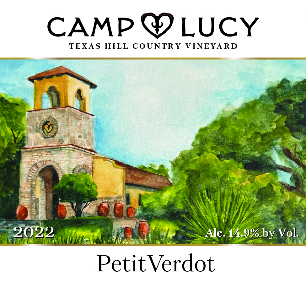 TABC label artwork for 2022 Petit Verdot, Camp Lucy