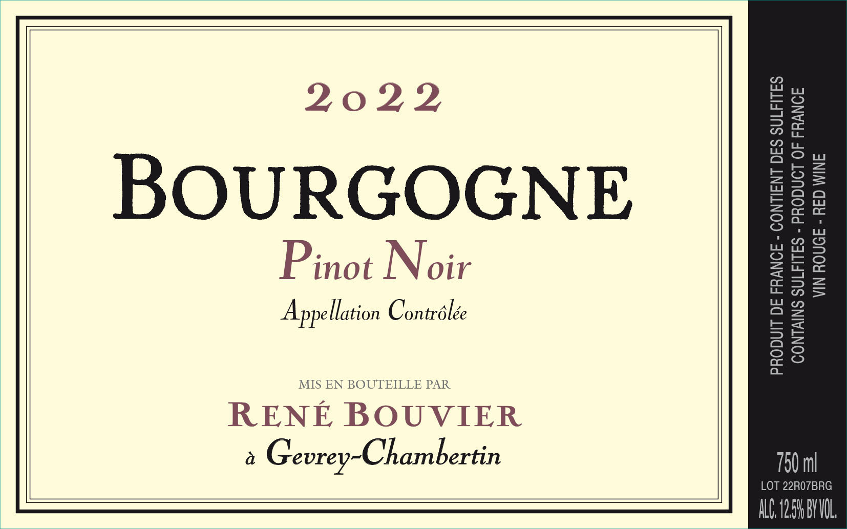 TABC label artwork for Rene Bouvier
