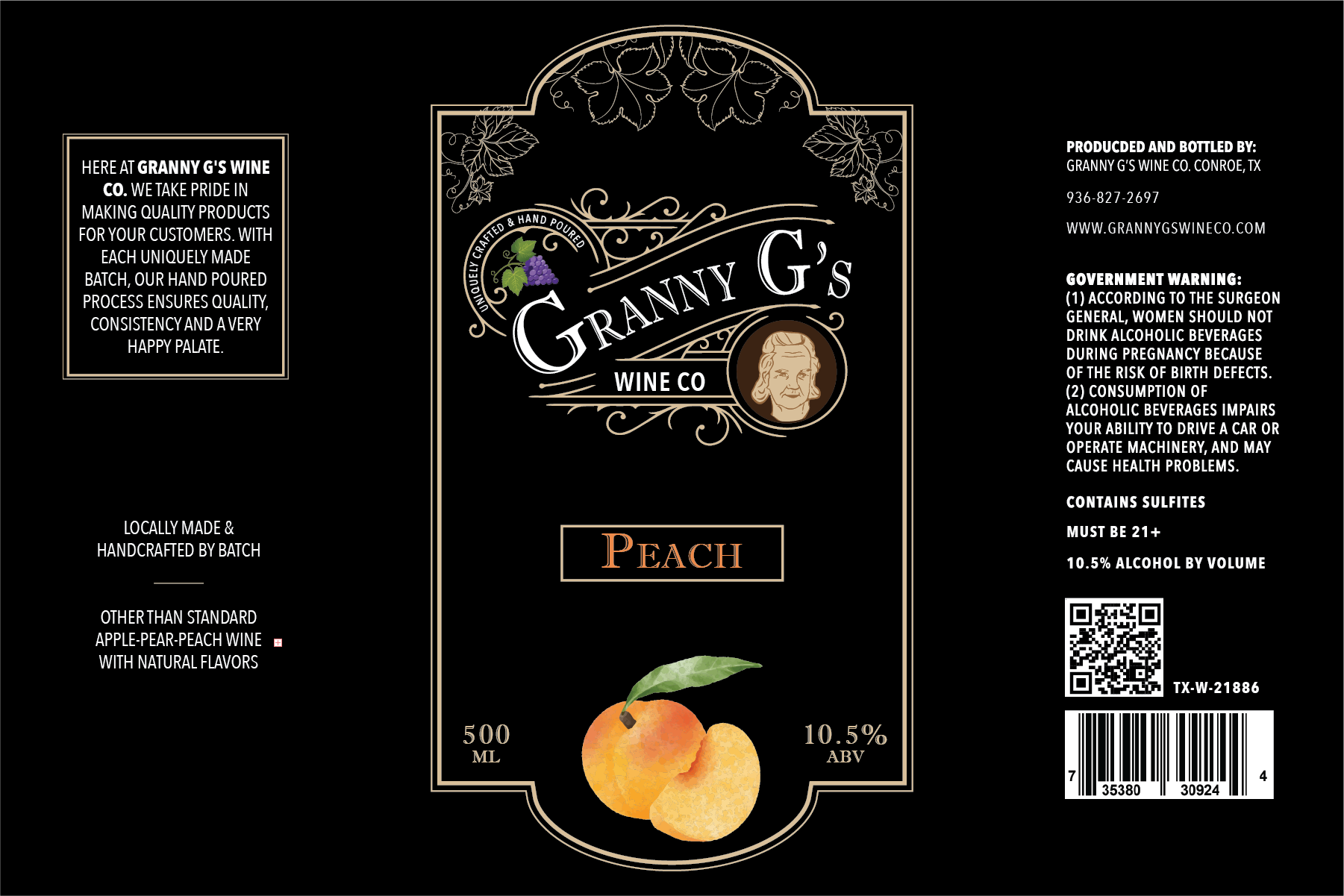 TABC label artwork for GRANNY G'S WINE CO. PEACH