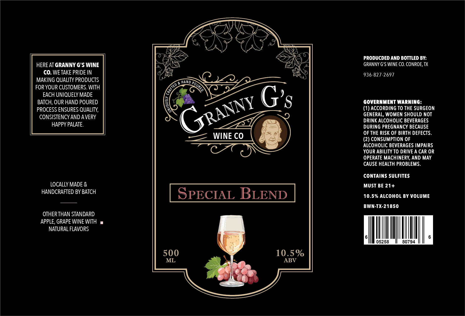 TABC label artwork for GRANNY G'S WINE CO. SPECIAL BLEND