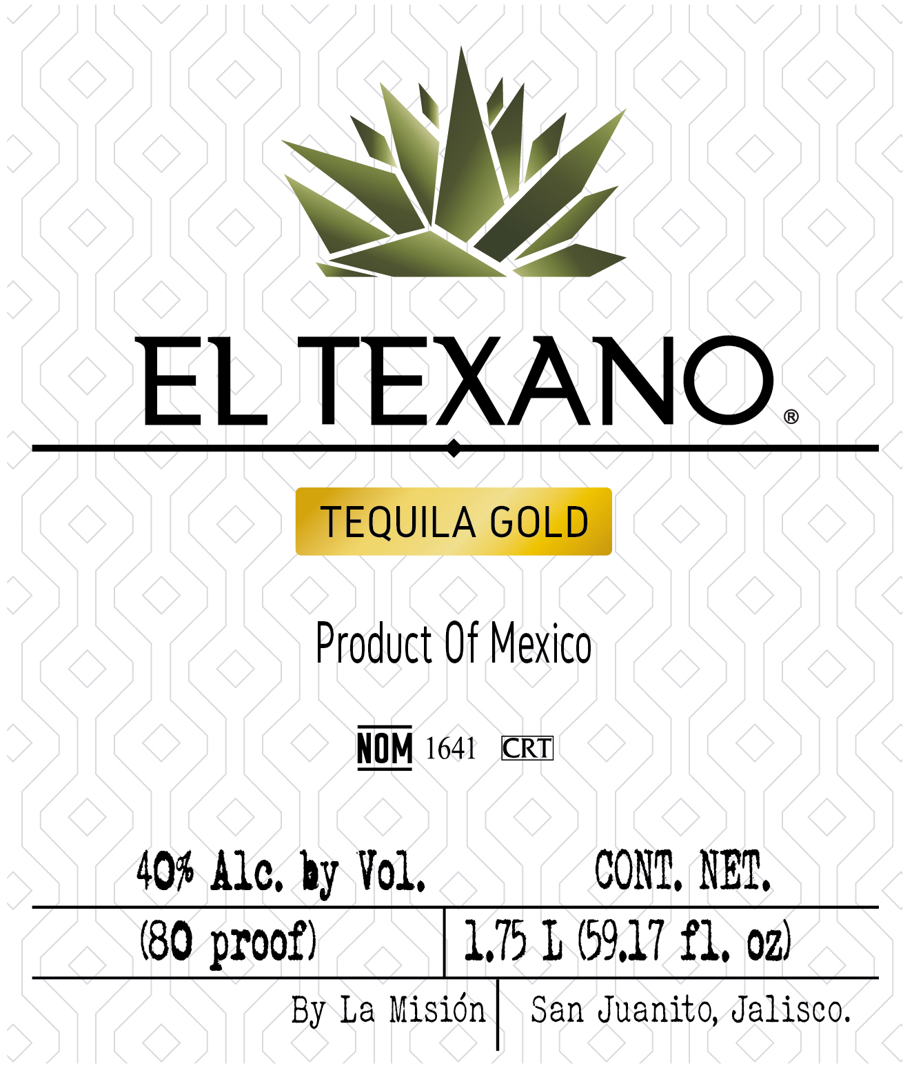 TABC label artwork for EL TEXANO TEQUILA GOLD