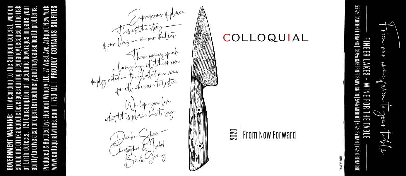 TABC label artwork for Colloquial From Now Forward