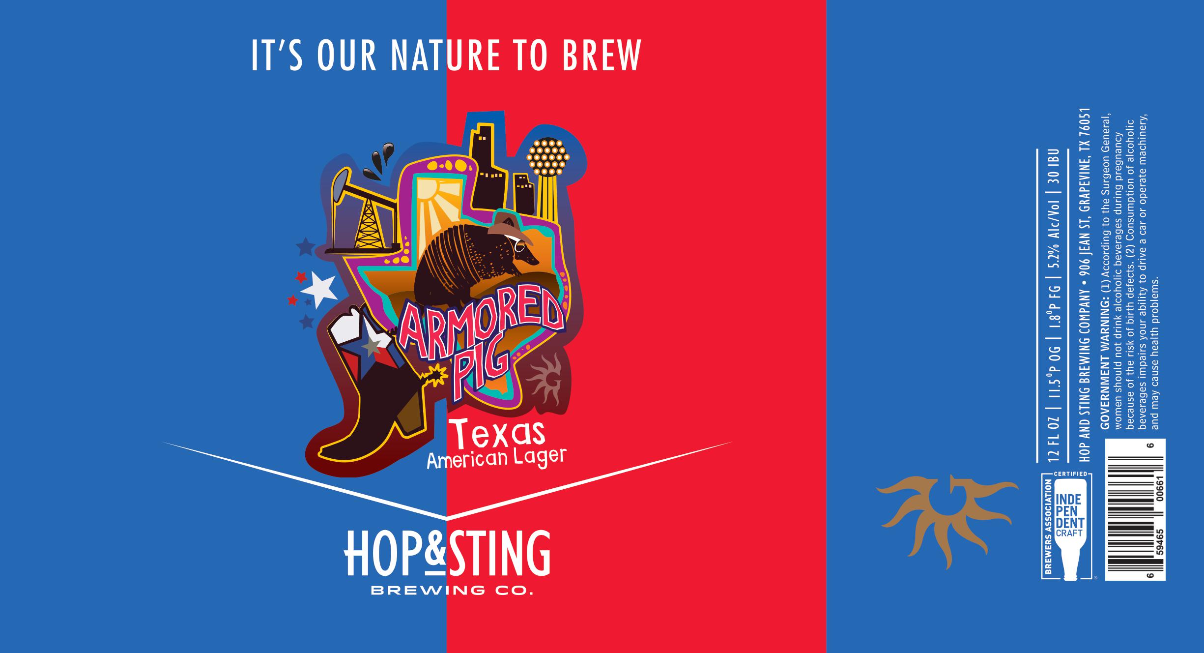 TABC label artwork for Armored Pig Texas American Lager