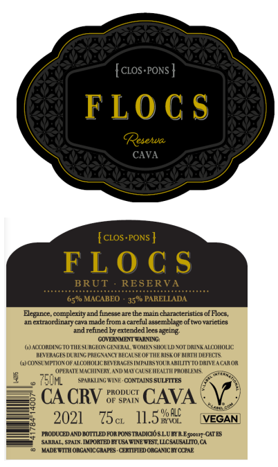 TABC label artwork for Clos Pons Flocs Reserva Macabeo Parellada Cava