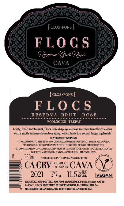 TABC label artwork for Clos Pons Flocs Reserva Rose Cava