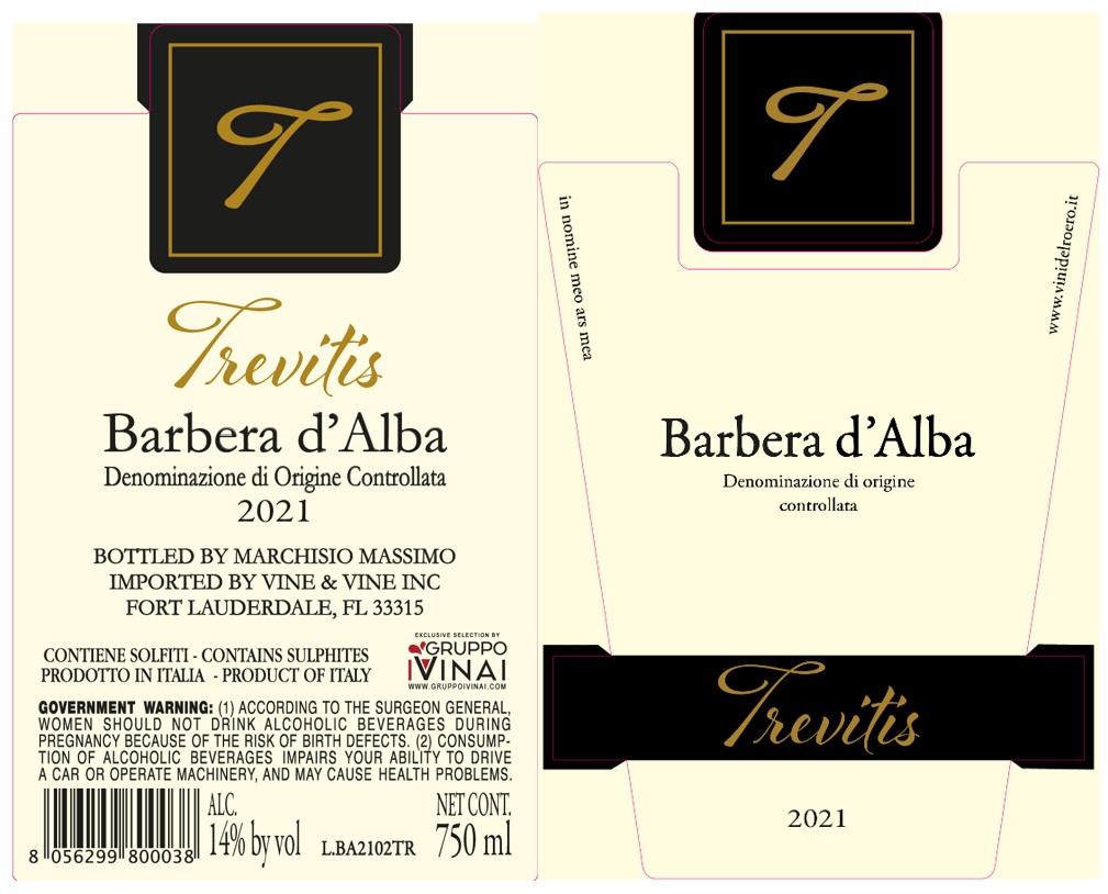 TABC label artwork for TREVITIS BARBERA D'ALBA