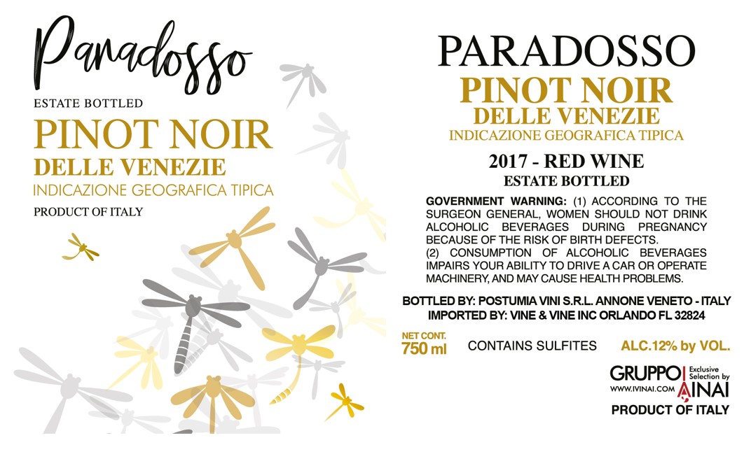 TABC label artwork for PARADOSSO PINOT NOIR DELLE VENEZIE