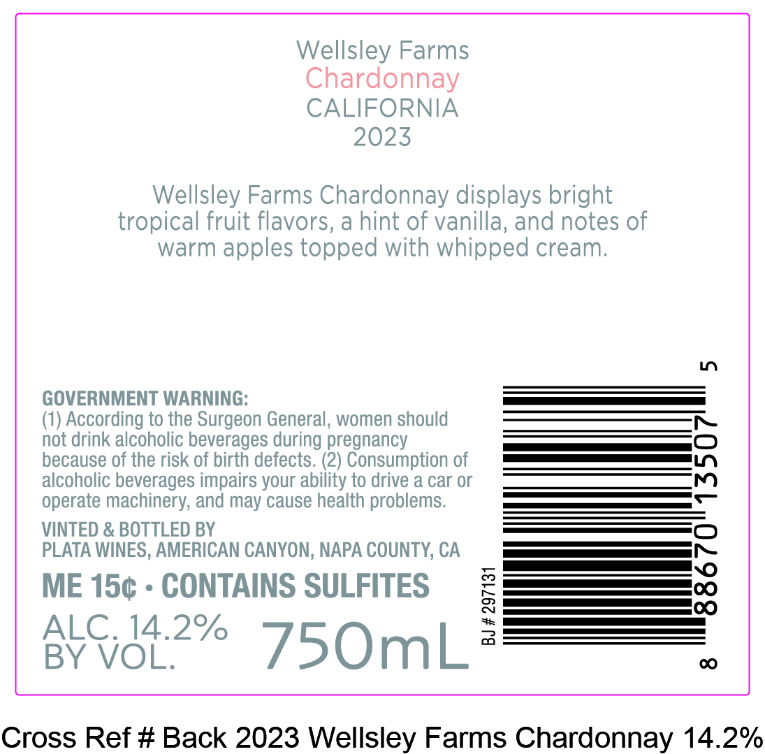 TABC label artwork for Wellsley Farms Chardonnay California0281