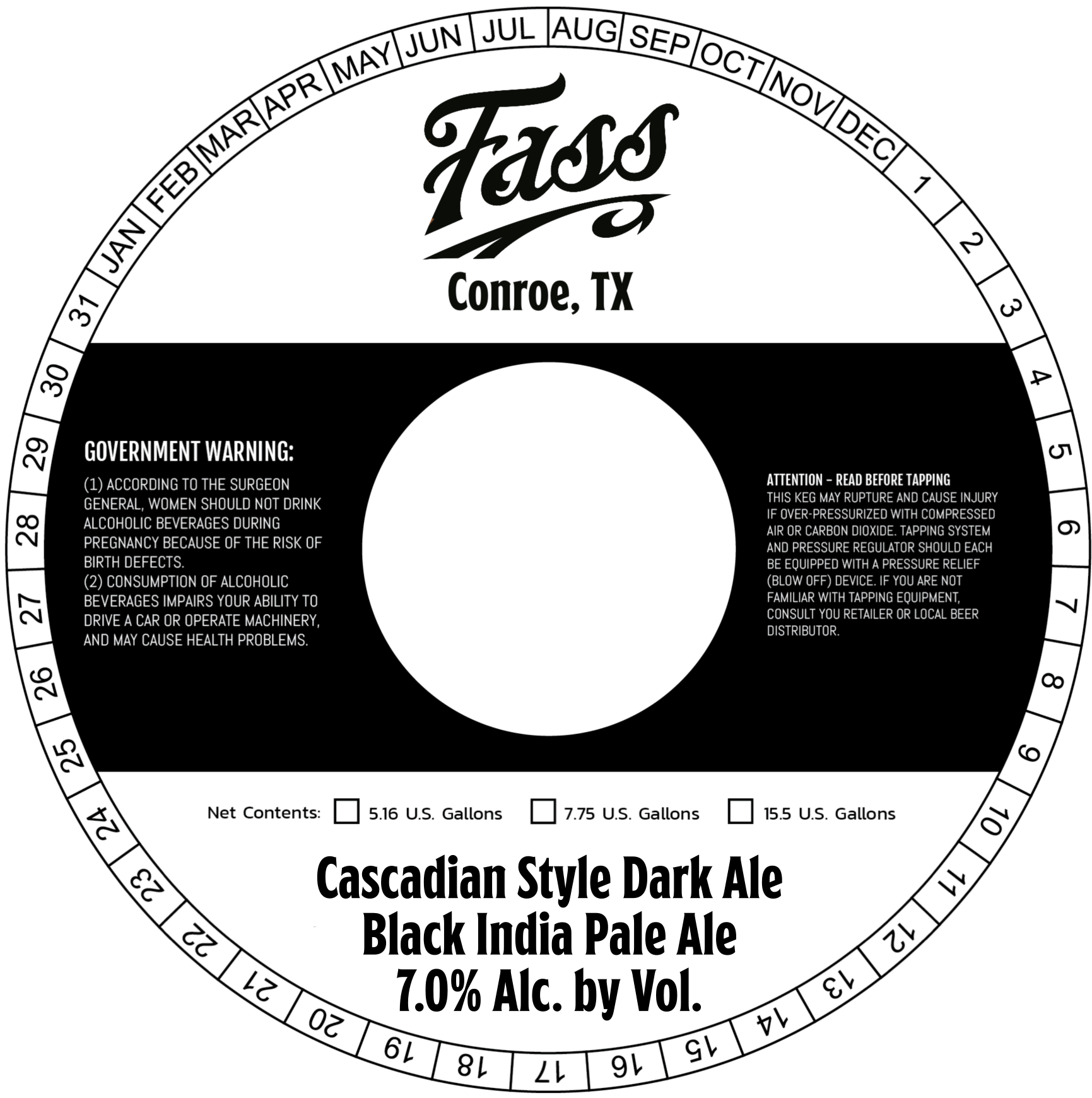 TABC label artwork for Cascadian Dark Ale