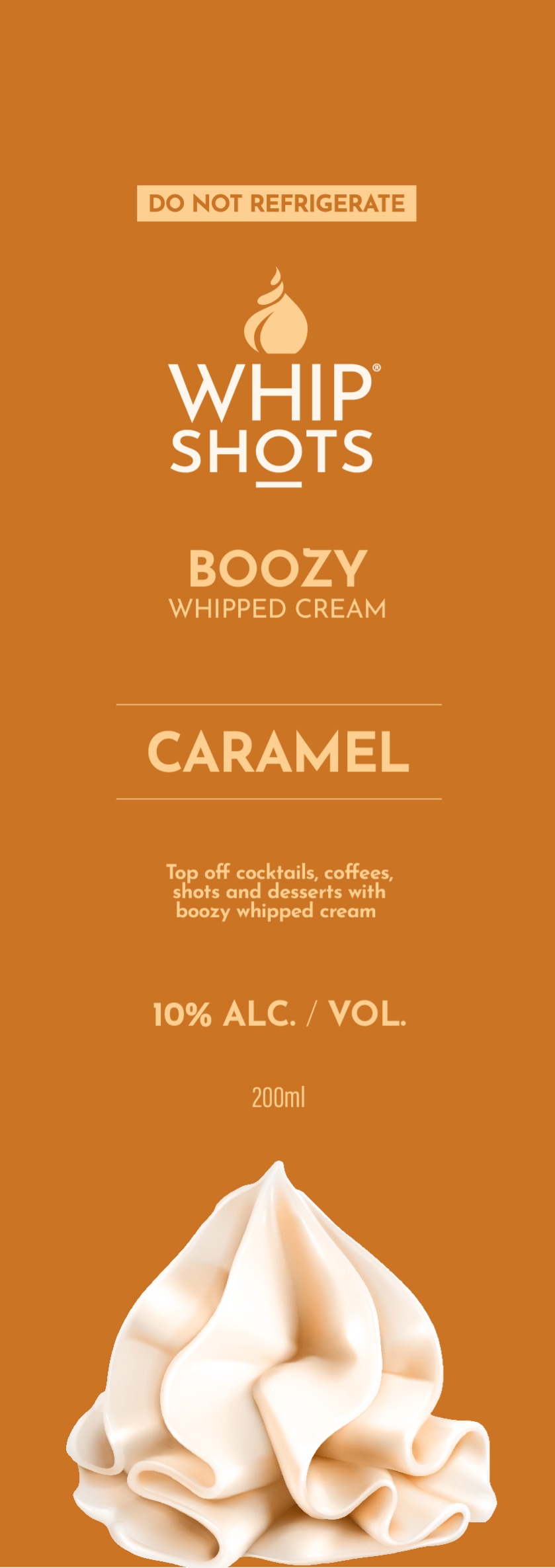 TABC label artwork for Whipshots Caramel