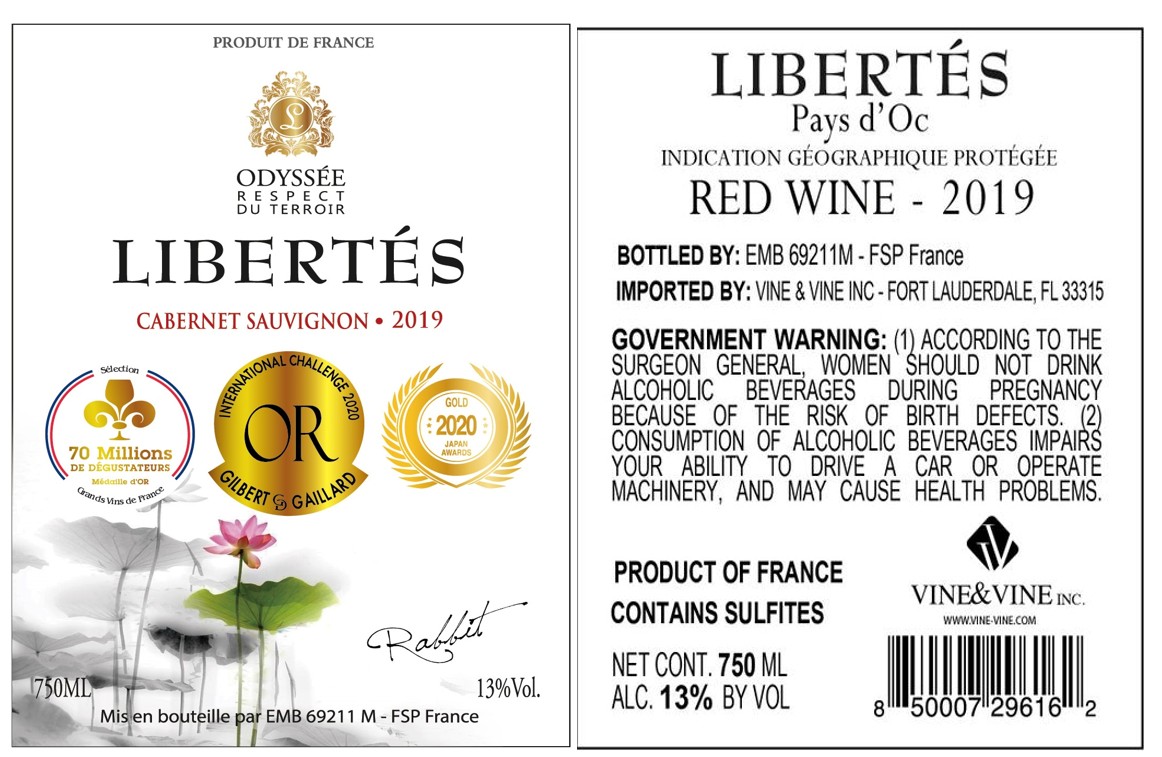 TABC label artwork for LIBERTES CABERNET SAUVIGNON PAYS D'OC