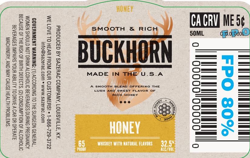TABC label artwork for Buckhorn Honey 50ml