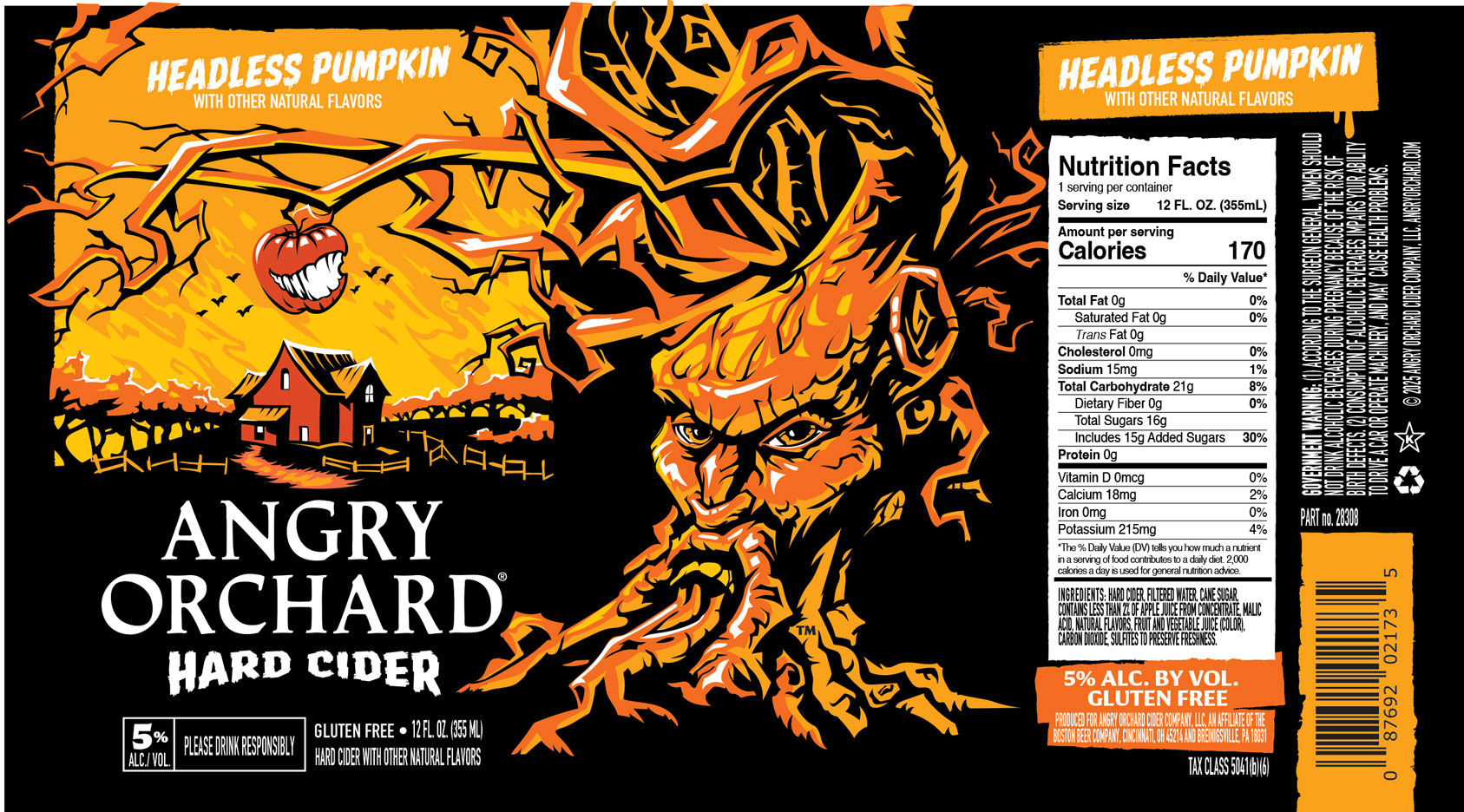 TABC label artwork for Angry Orchard Headless Pumpkin