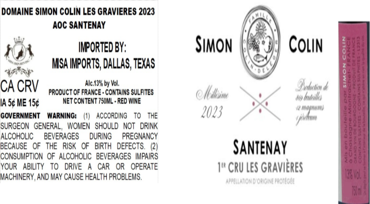 TABC label artwork for DOMAINE SIMON COLIN LES GRAVIERES