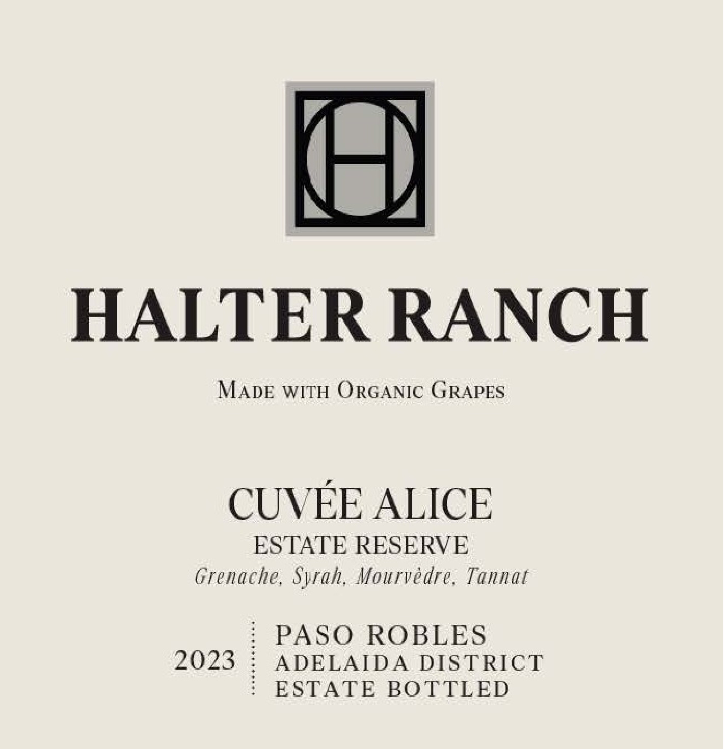 TABC label artwork for Halter Ranch Cuvee Alice