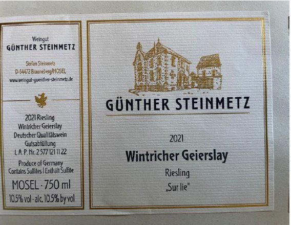 TABC label artwork for Steinmetz Wintricher Geierslay Riesling Sur Lie