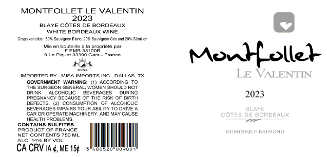 TABC label artwork for MONTFOLLET LE VALENTIN