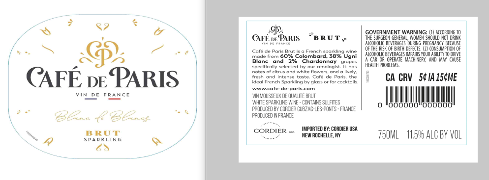 TABC label artwork for Cafe De Paris Brut Blanc De Blancs