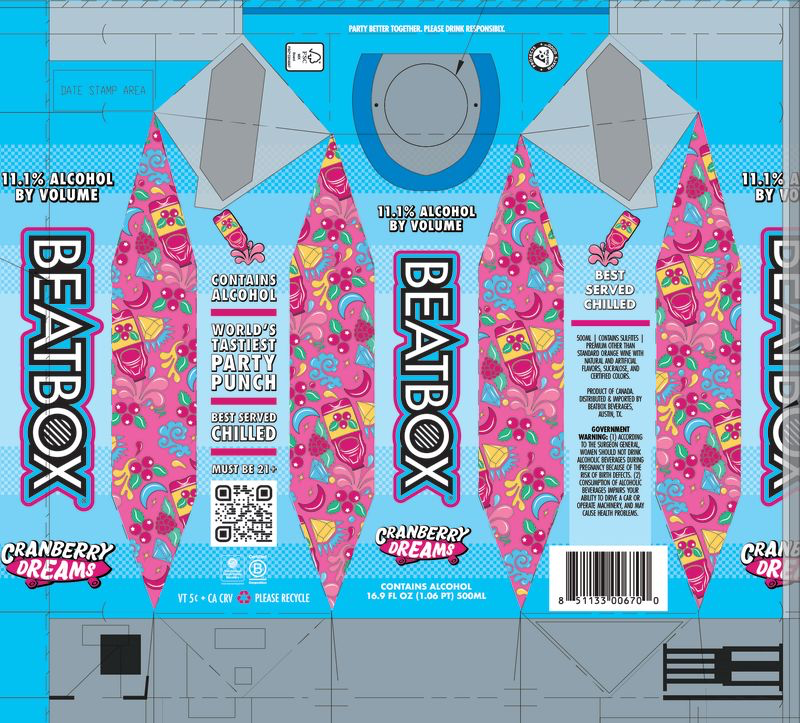 TABC label artwork for BEATBOX BEVERAGES CRANBERRY DREAMS