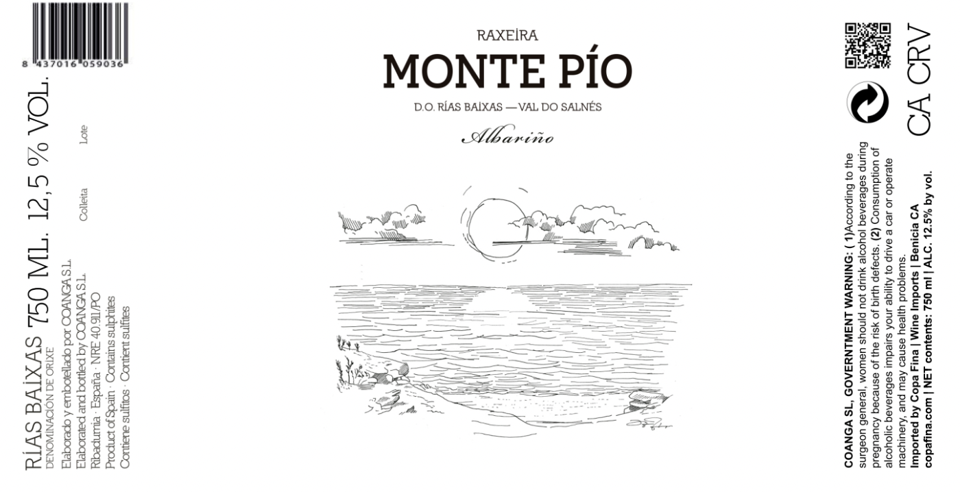 TABC label artwork for Monte Pio Raxeira Albarino
