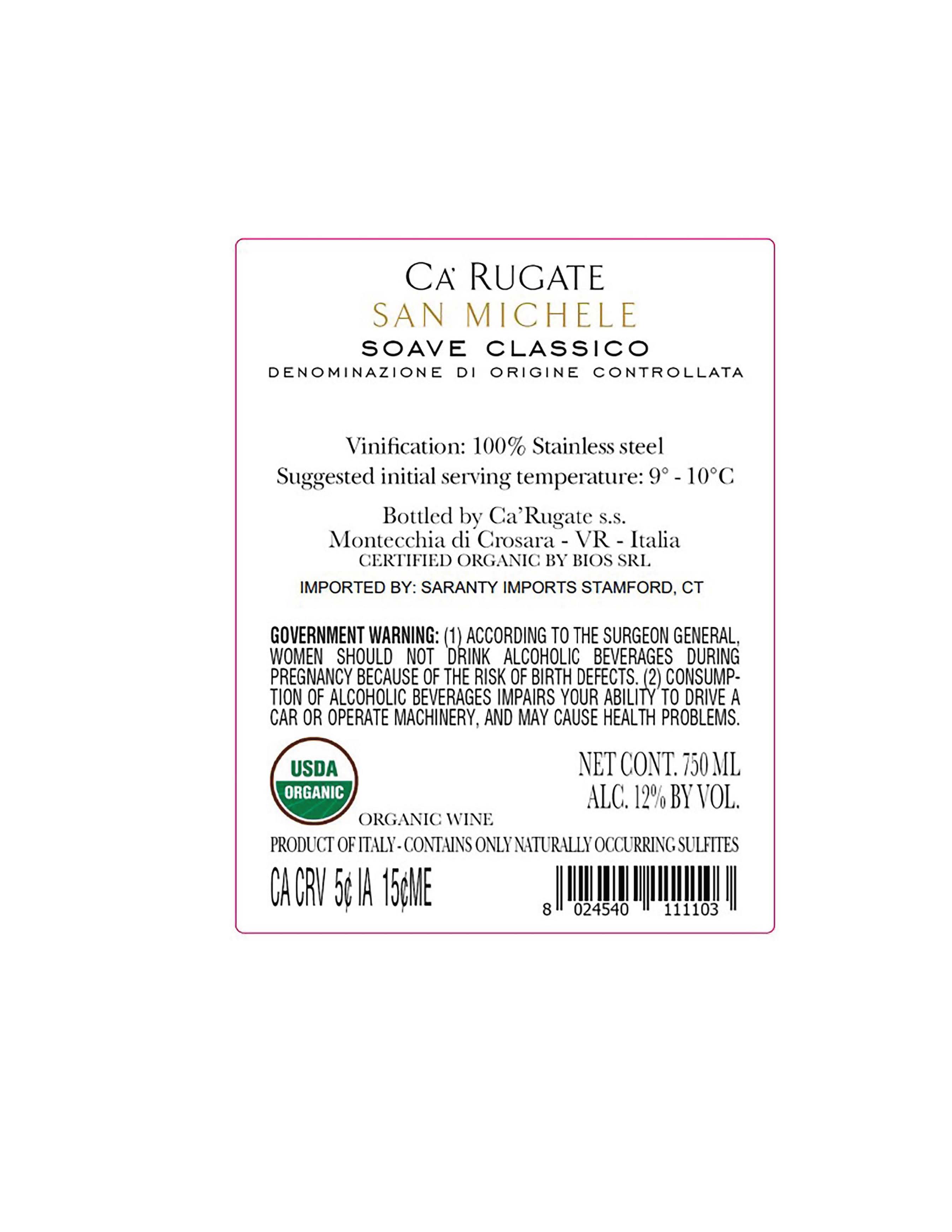 TABC label artwork for Ca Rugate Soave Classico San Michele