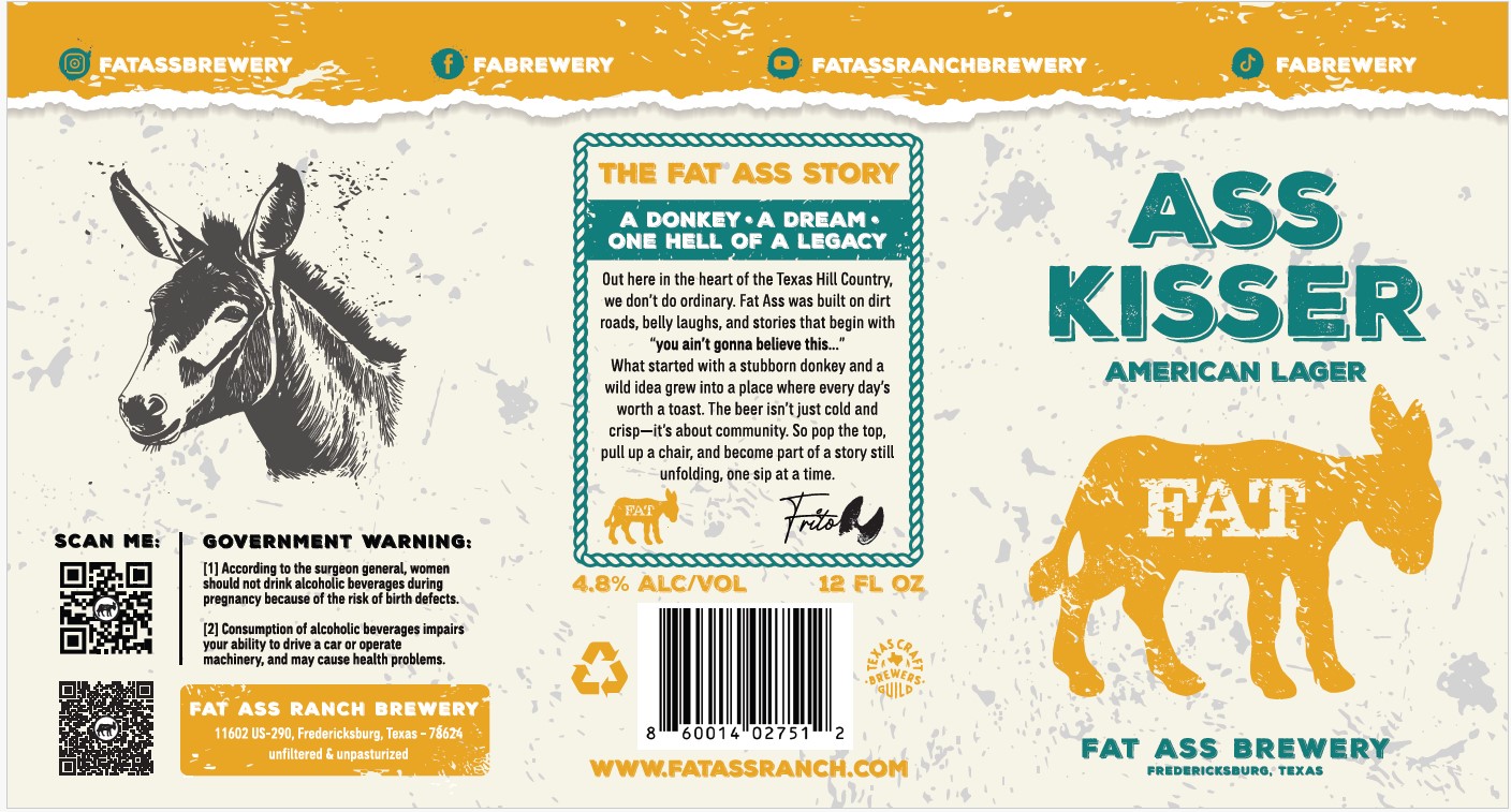 TABC label artwork for Ass Kisser American Lager