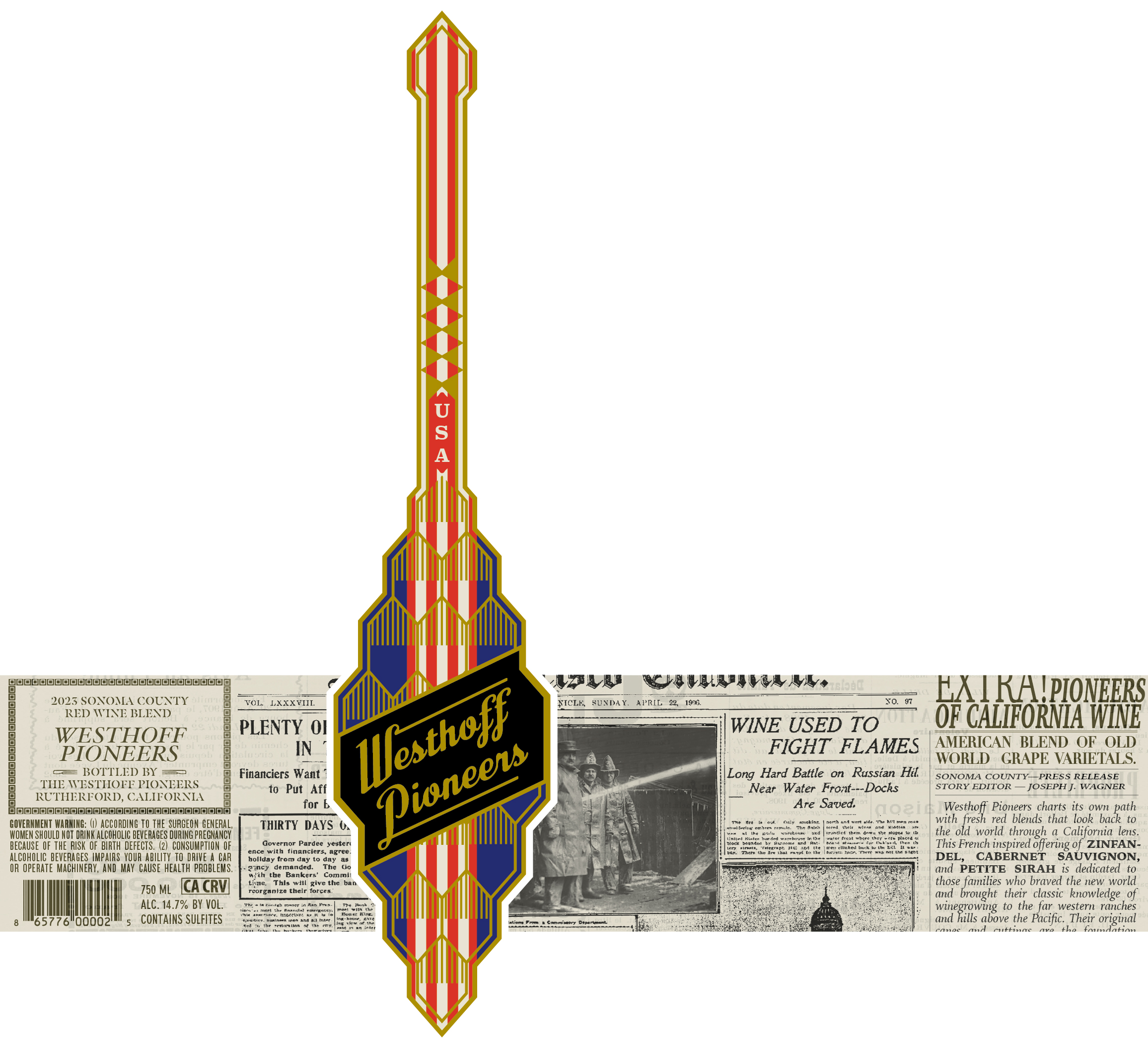 TABC label artwork for Westhoff Pioneers USA