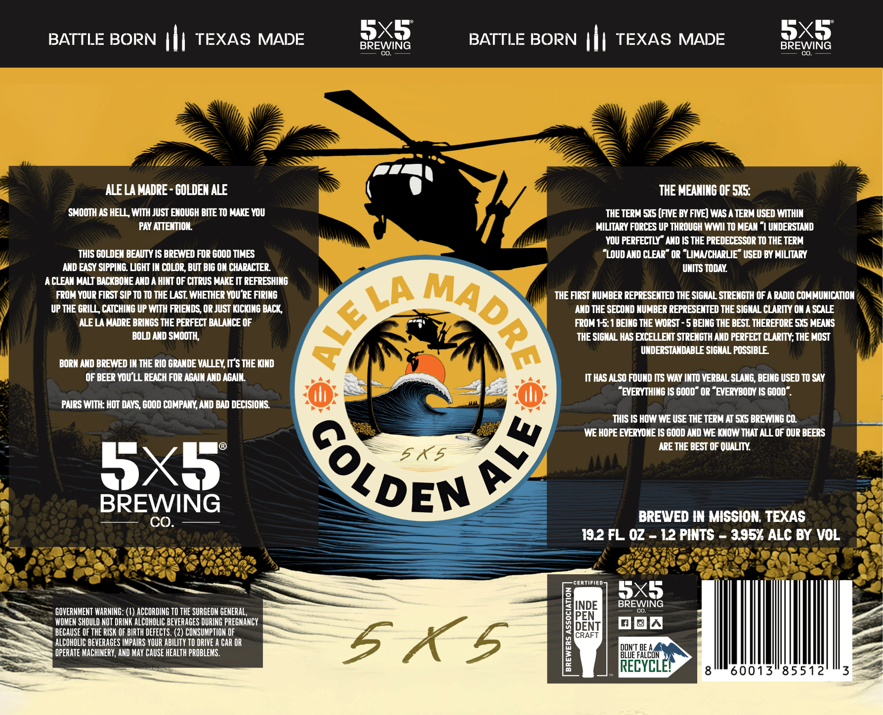 TABC label artwork for Ale La Madre Golden Ale